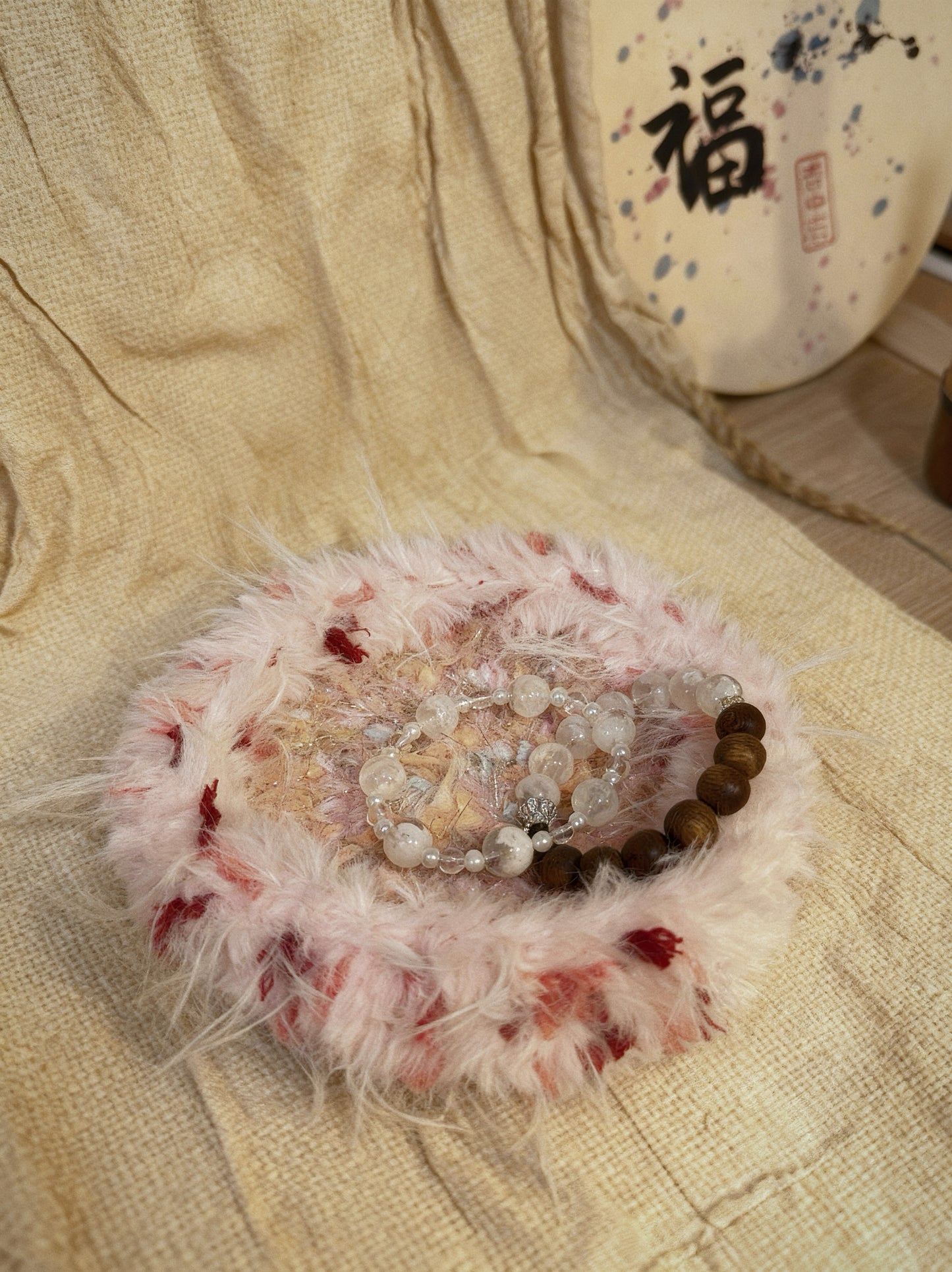 Handmade Pink Fluffy Crochet Tray