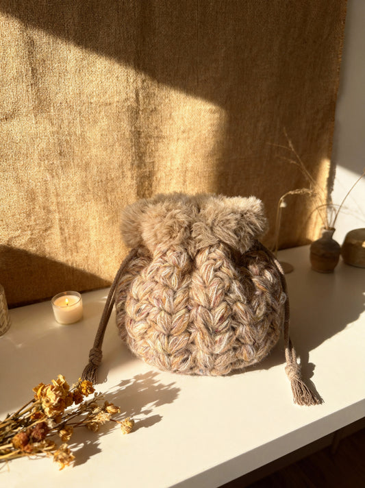 Handmade Crochet Drawstring Storage Bag