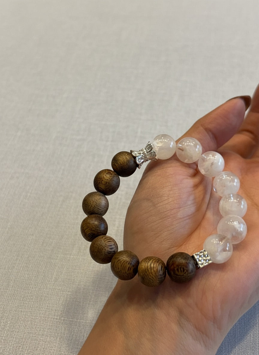 Phantom in the Woods - Snow Ghost Crystal x Sandalwood Balance Bracelet