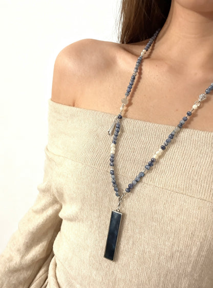 Sodalite Harmony Set – Hmong Batik Pendant Necklace & Bracelet